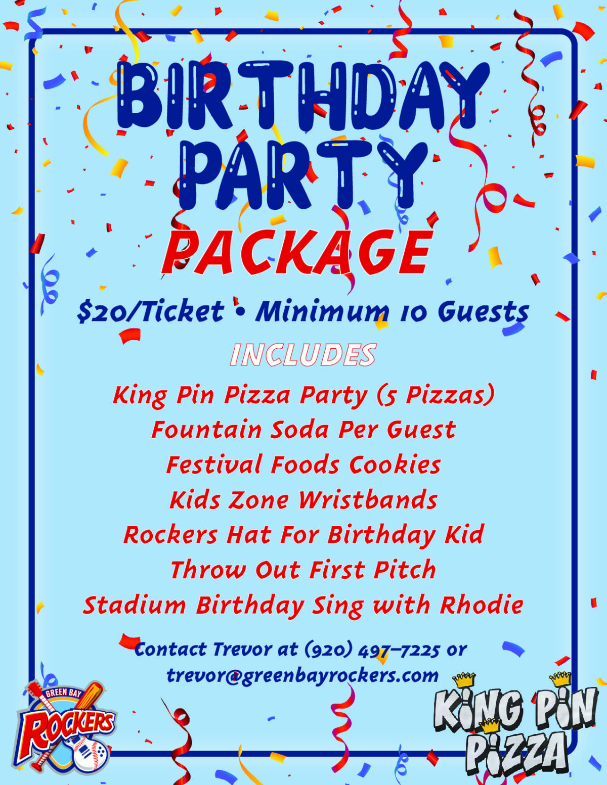 Birthday Party Package Green Bay Rockers