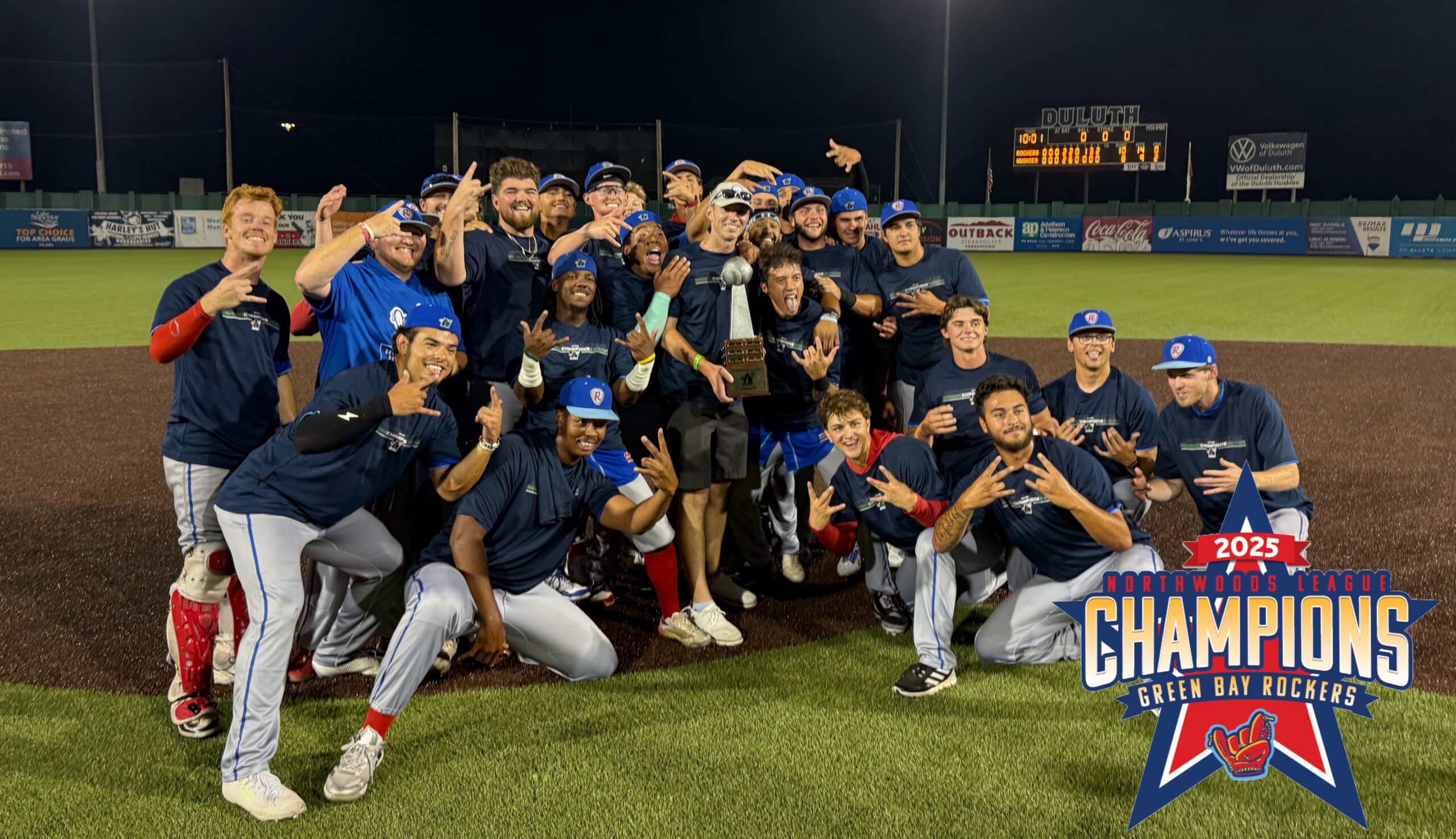 Rockers Celebrate with Northwoods League Championship Trophy