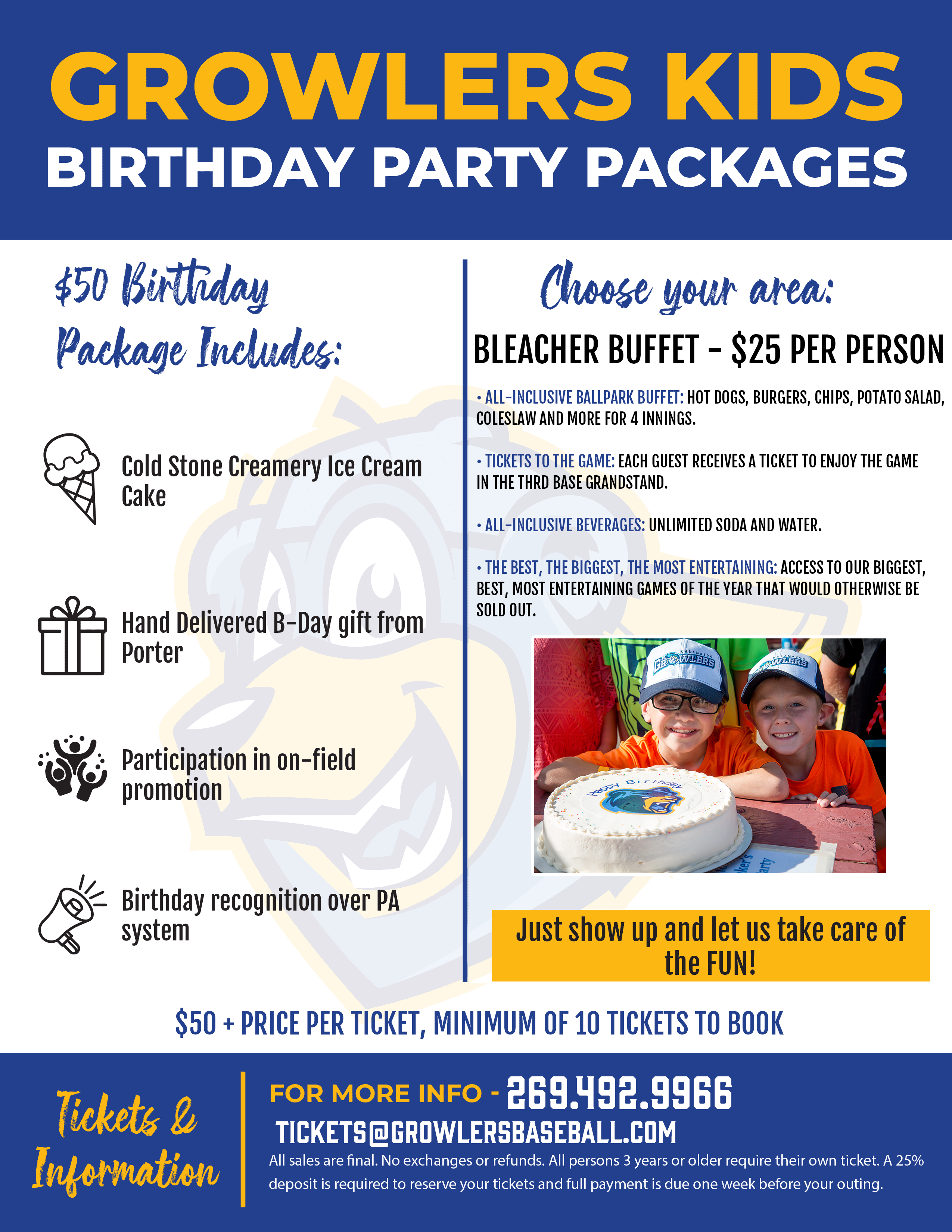 Kids Birthday Parties - Kalamazoo Growlers