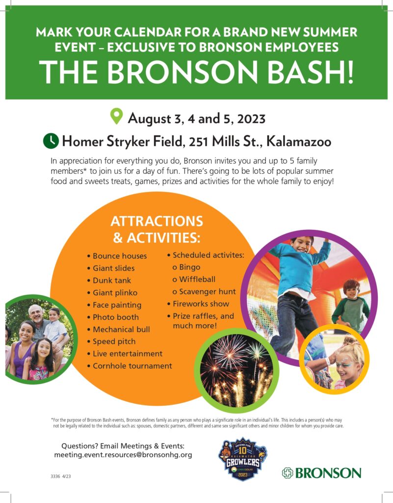 Bronson Bash Informational Flyer Kalamazoo Growlers