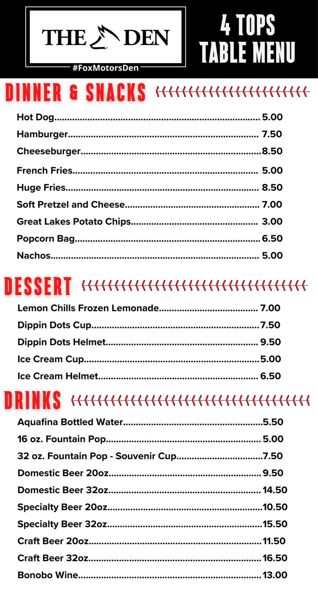 Patio Table Menu Traverse City Pit Spitters