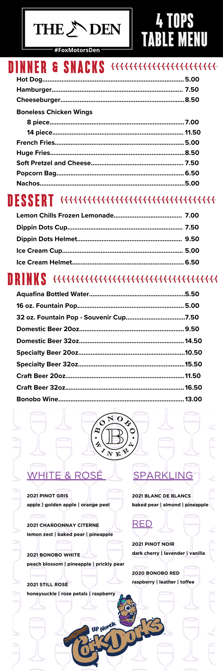 Patio Table Menu Traverse City Pit Spitters