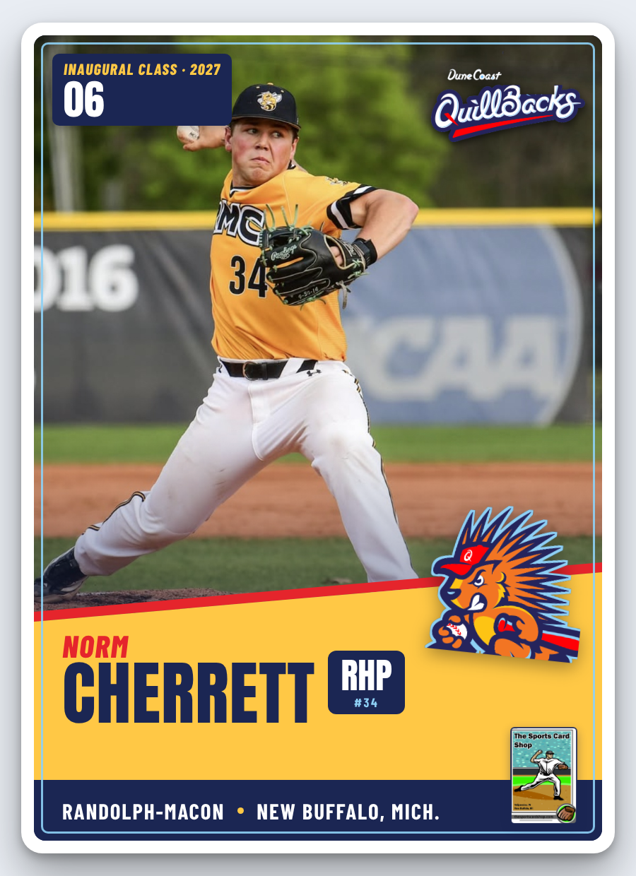 Card 06 - Norm Cherrett, RHP, Randolph-Macon