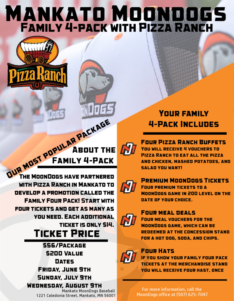 Pizza Ranch Family Four Pack Mankato MoonDogs